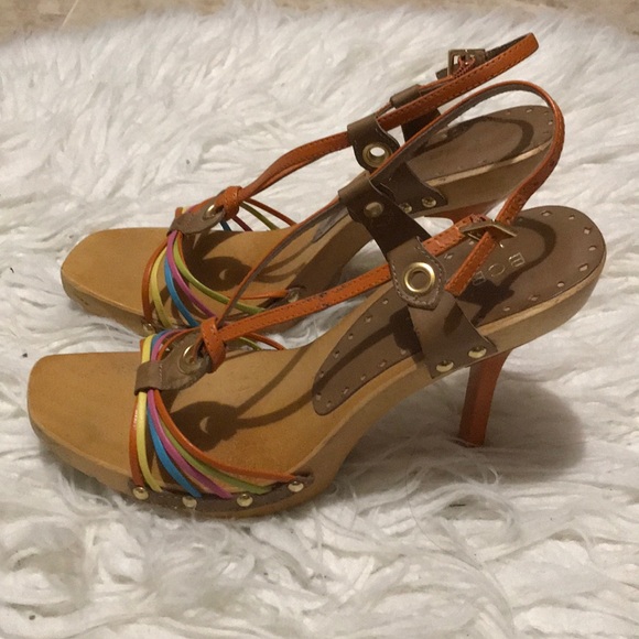 BCBG Girls Rainbow Strap Wooden Heels - Picture 2 of 6